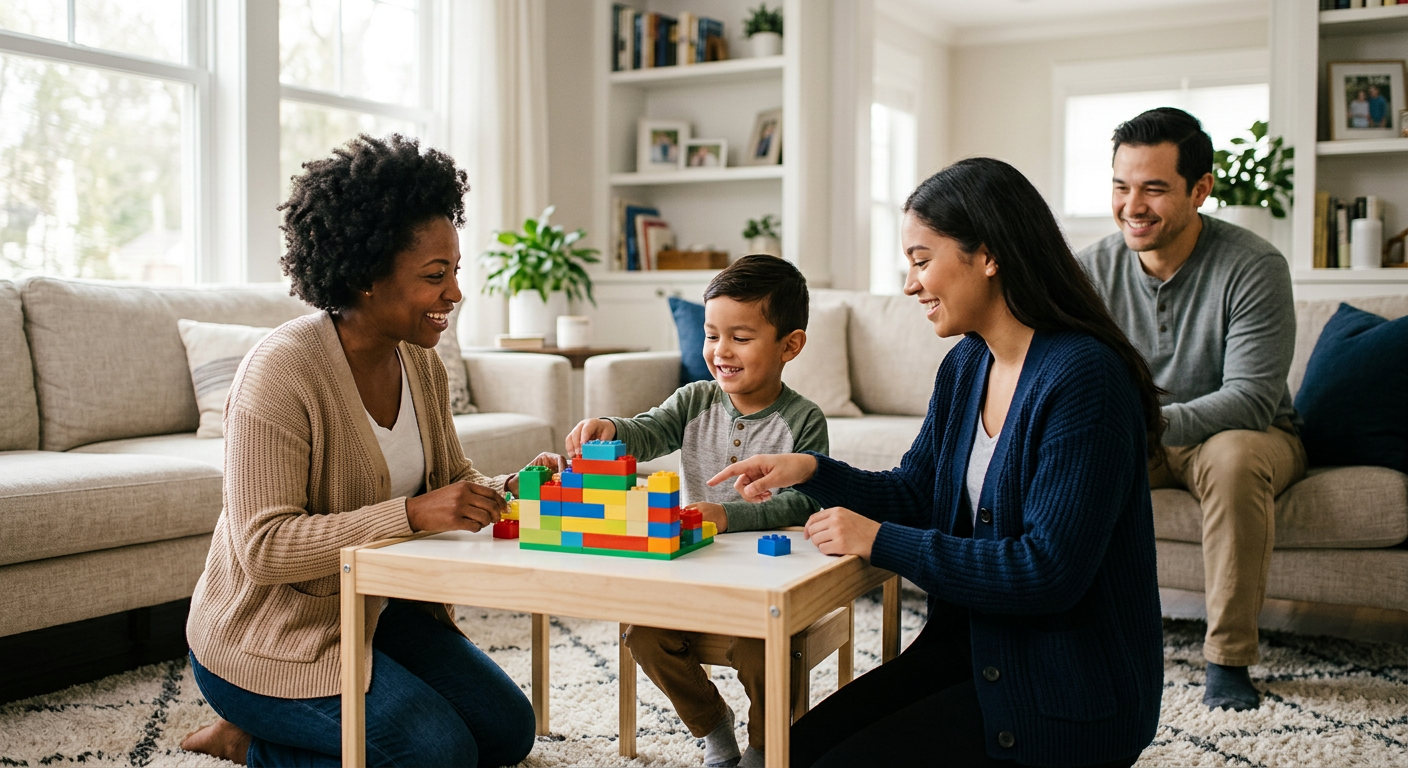 Family-centered in-home ABA therapy session